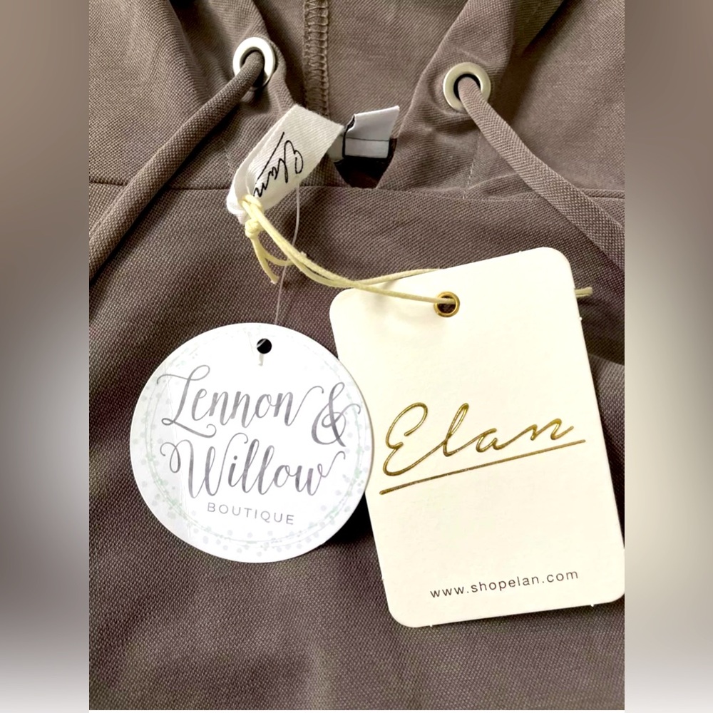 NEW NWT Elan Lennon & Willow Boutique Stretchy Hooded Long Top Gray Dress S $97